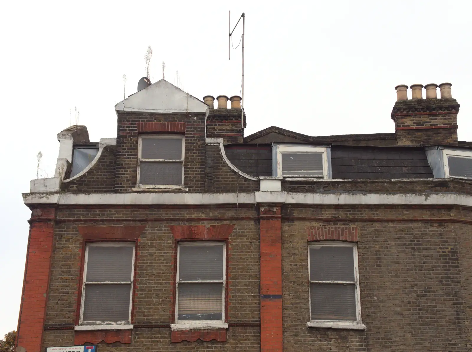 Plants grow out of a building roof, from Droidcon 2016, Islington, London - 27th October 2016