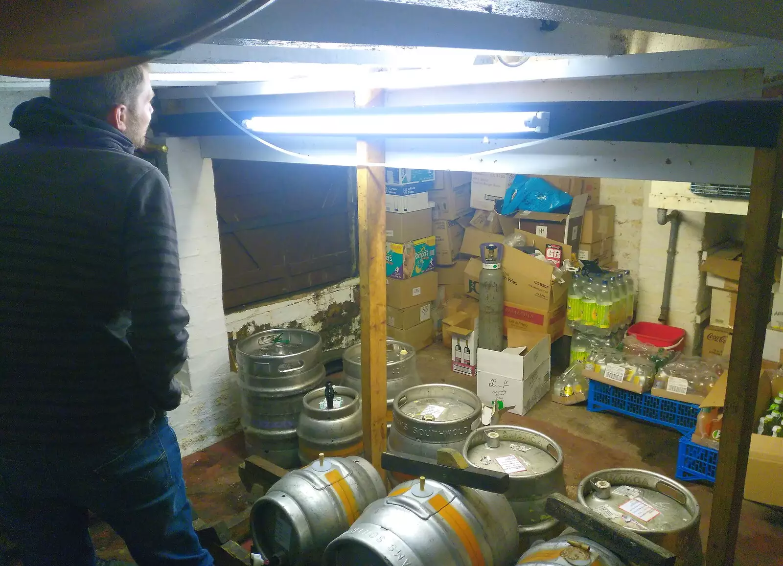 In the Brome Swan's cellar, from Tractor Rides and Pub Cellars, Brome, Suffolk - 29th October 2016