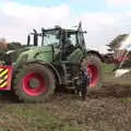 Isobel and Harry climb up to the tractor cab, Tractor Rides and Pub Cellars, Brome, Suffolk - 29th October 2016