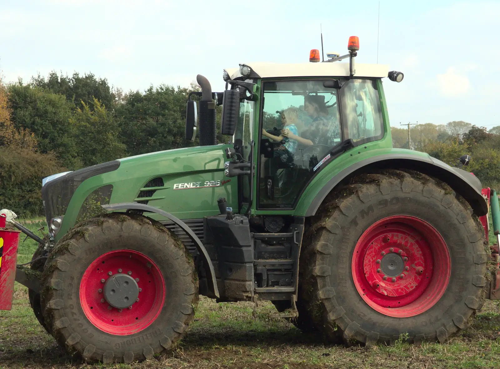 Harry and Isobel on their final lap, from Tractor Rides and Pub Cellars, Brome, Suffolk - 29th October 2016