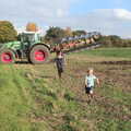 Tractor Rides and Pub Cellars, Brome, Suffolk - 29th October 2016, Harry runs back from his trip