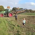 Harry runs back from his trip, Tractor Rides and Pub Cellars, Brome, Suffolk - 29th October 2016