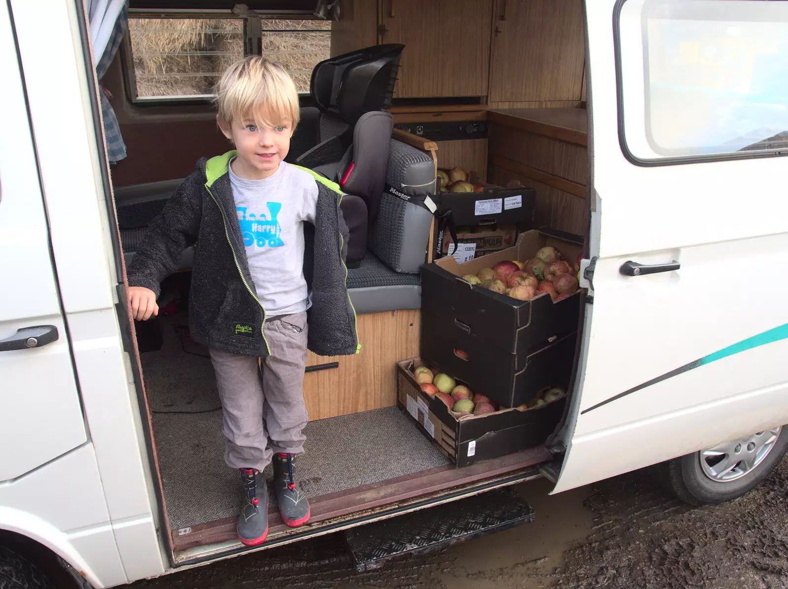 Harry in the van, from Apples and Electromagnets, Norfolk and Suffolk - 6th November 2016