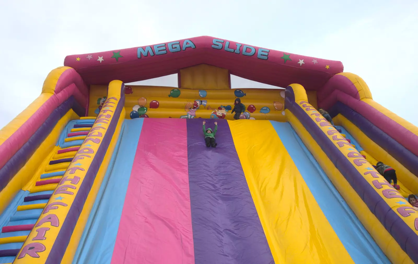 Fred hurtles down the giant slide, from Fondue with the Swiss Massive, Gwydir Street, Cambridge - 19th November 2016