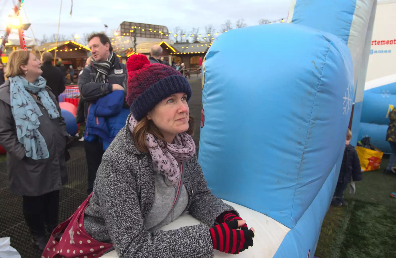 Isobel watches Fred on the slide, from Fondue with the Swiss Massive, Gwydir Street, Cambridge - 19th November 2016