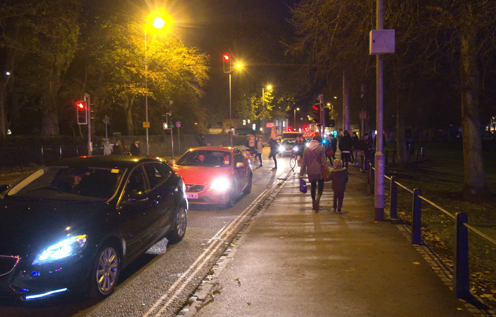 Isobel and Harry walk down Gonville Place, from Fondue with the Swiss Massive, Gwydir Street, Cambridge - 19th November 2016