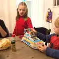 Lucy shows off a massive Lego boat, Fondue with the Swiss Massive, Gwydir Street, Cambridge - 19th November 2016