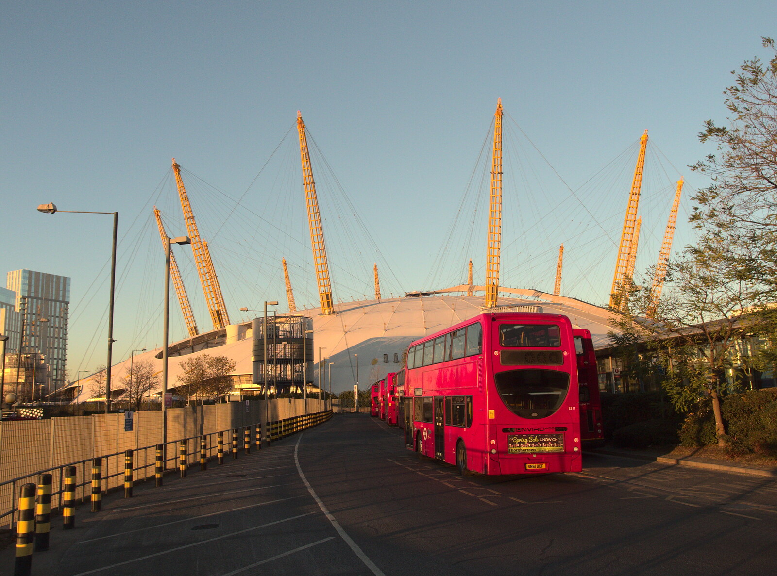 A line of buses near the O2 from SwiftKey Does Laser Tag, Charlton and Greenwich, London - 29th November 2016