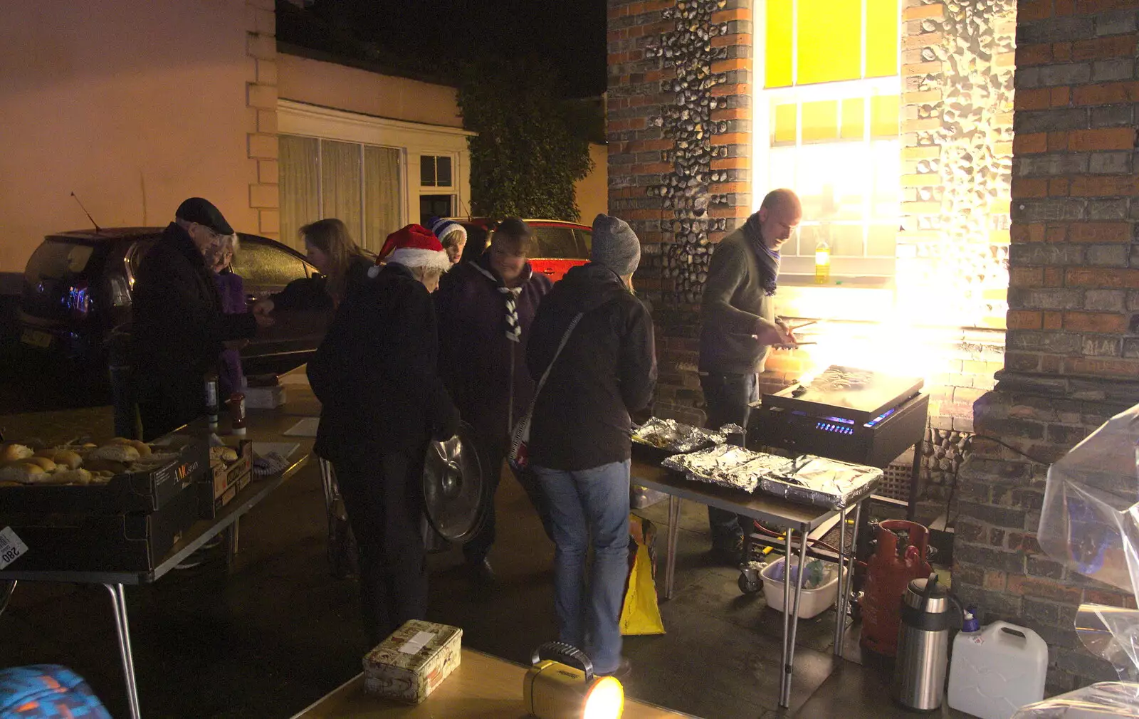 The Scouts have got a barbeque going, from The Eye Christmas Lights, Eye, Suffolk - 2nd December 2016