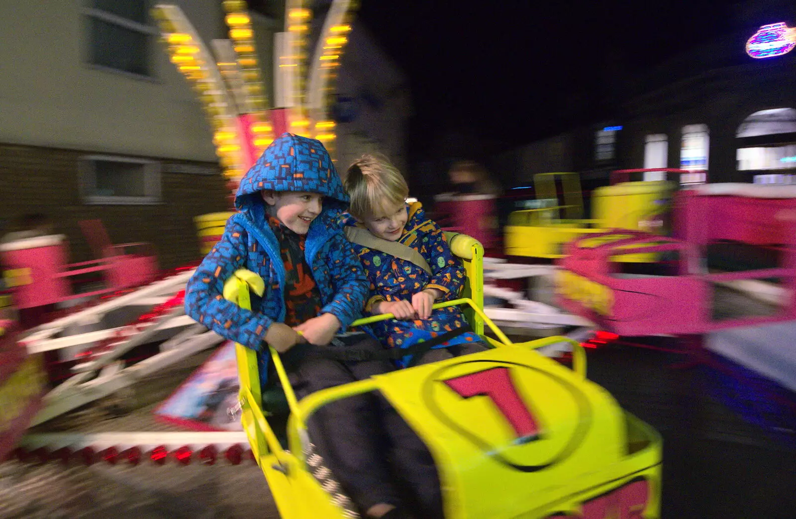 More spinning from the boys, from The Eye Christmas Lights, Eye, Suffolk - 2nd December 2016