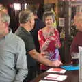 Bernie talks to Jill, The BSCC Christmas Dinner at The Swan Inn, Brome, Suffolk - 3rd December 2016