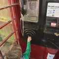 Harry pokes around in the old phone box, Jack's Birthday and New Windows, Brome and Brockdish, Norfolk - 4th December 2016