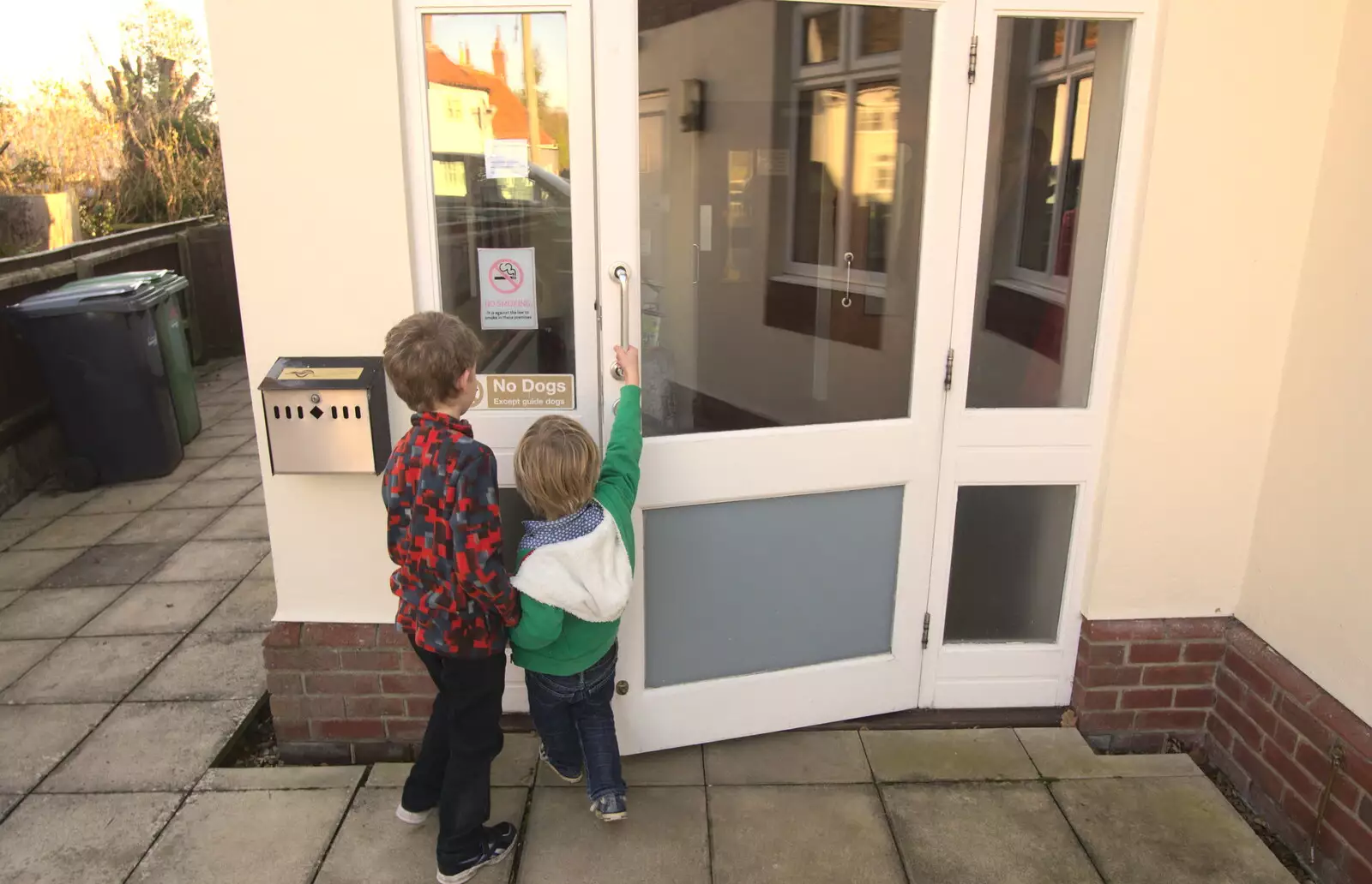 The boys risk a return to the hall, from Jack's Birthday and New Windows, Brome and Brockdish, Norfolk - 4th December 2016