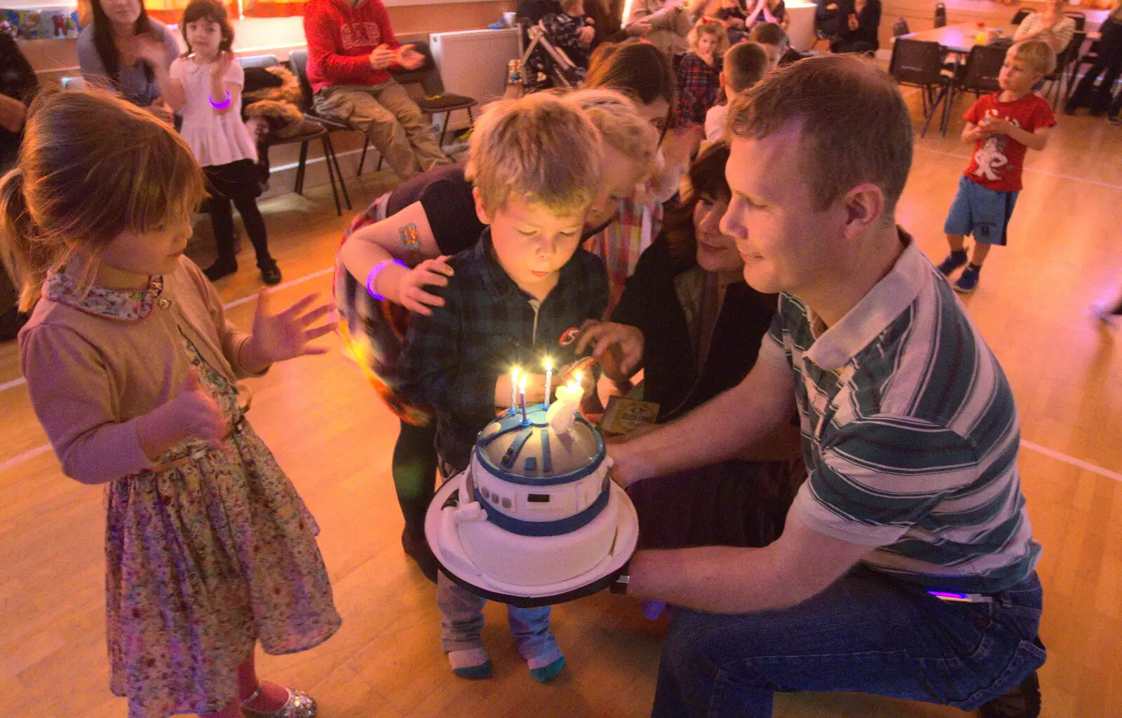 Jack blows his candles out, from Jack's Birthday and New Windows, Brome and Brockdish, Norfolk - 4th December 2016