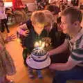 Jack blows his candles out, Jack's Birthday and New Windows, Brome and Brockdish, Norfolk - 4th December 2016