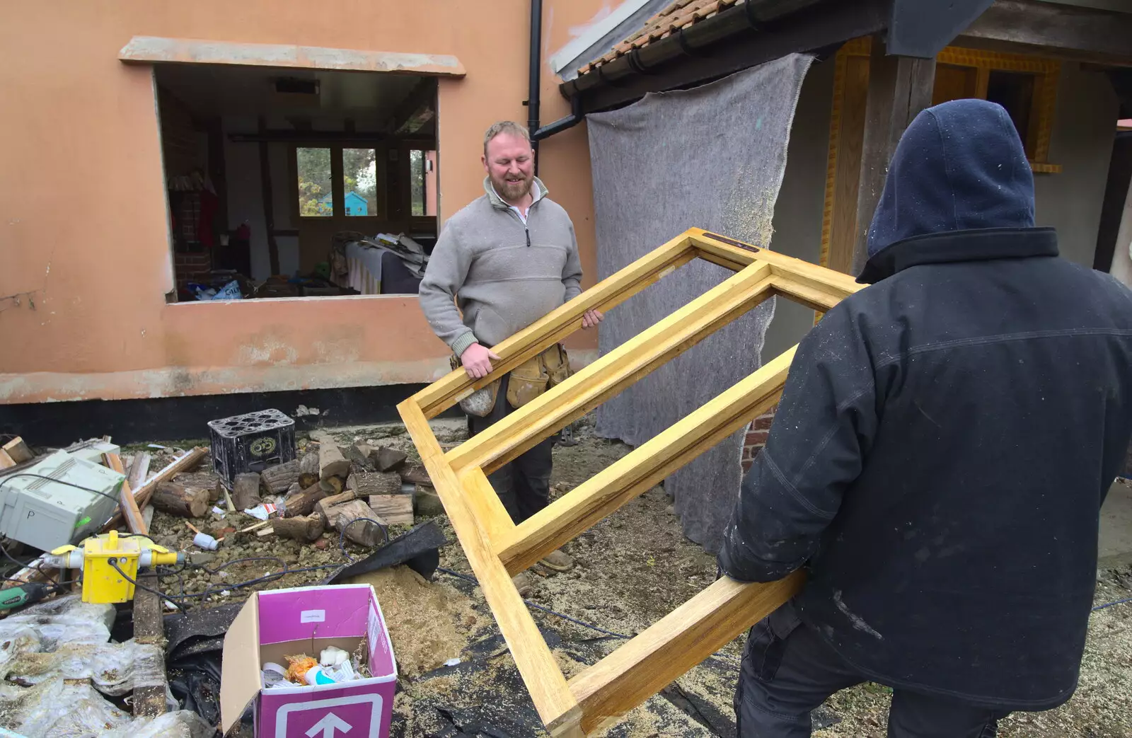 A nice new wooden frame is readied, from Jack's Birthday and New Windows, Brome and Brockdish, Norfolk - 4th December 2016