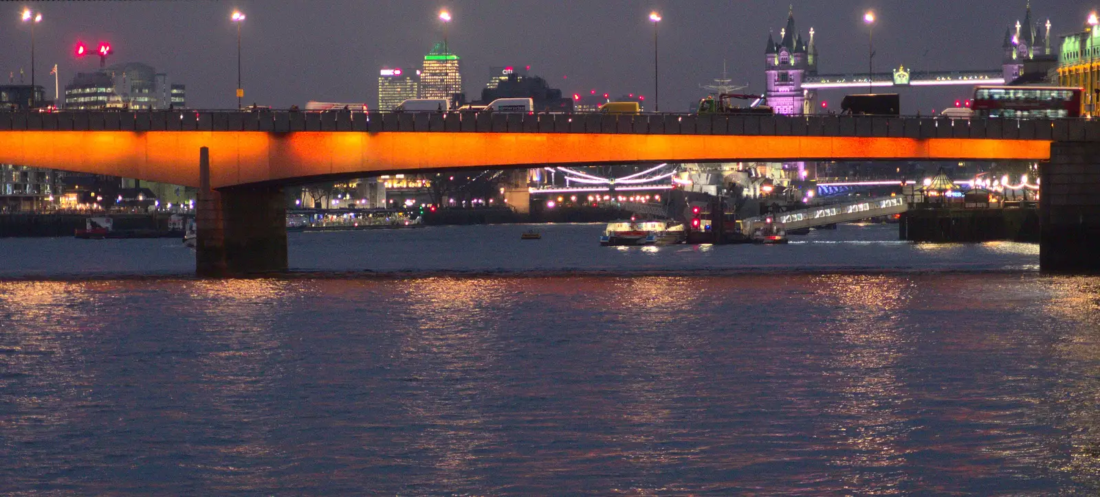 London Bridge, lit up in orange, from Innovation Week and a Walk Around the South Bank, Southwark - 8th December 2016