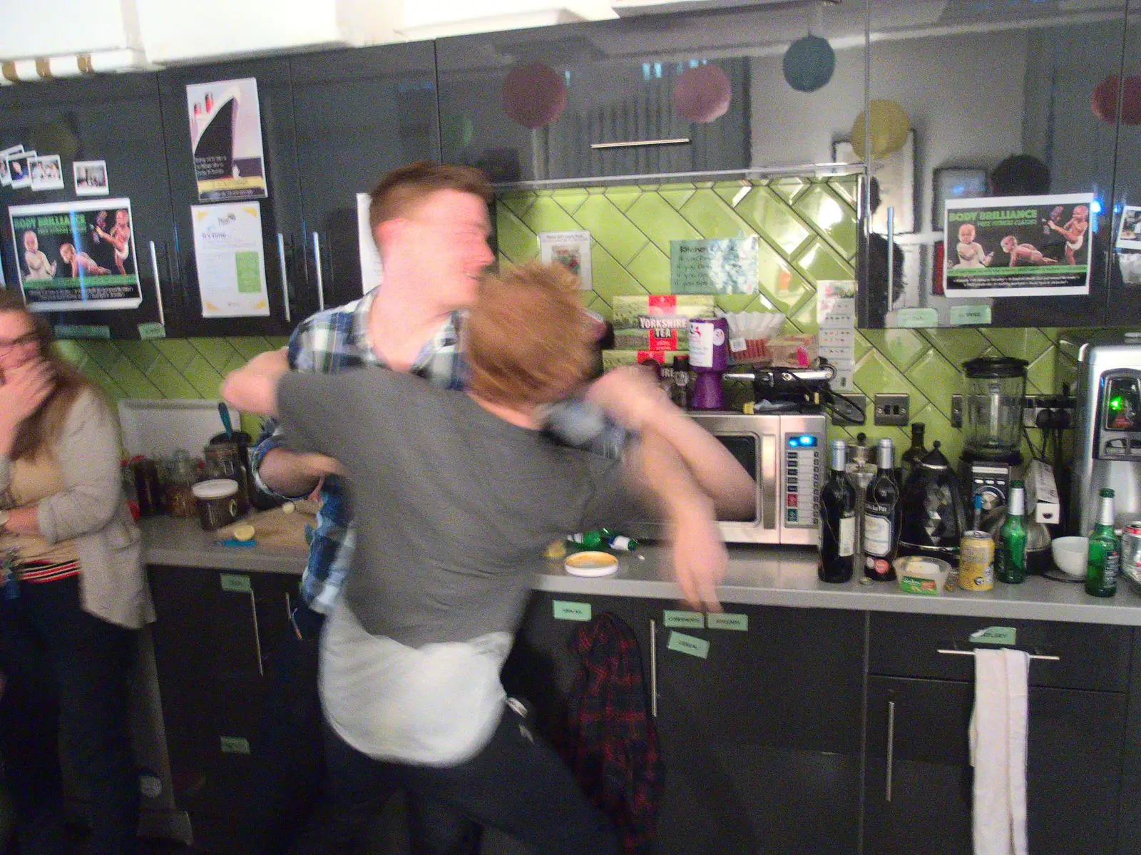 Some sort of wrestling in the kitchen, from Innovation Week and a Walk Around the South Bank, Southwark - 8th December 2016