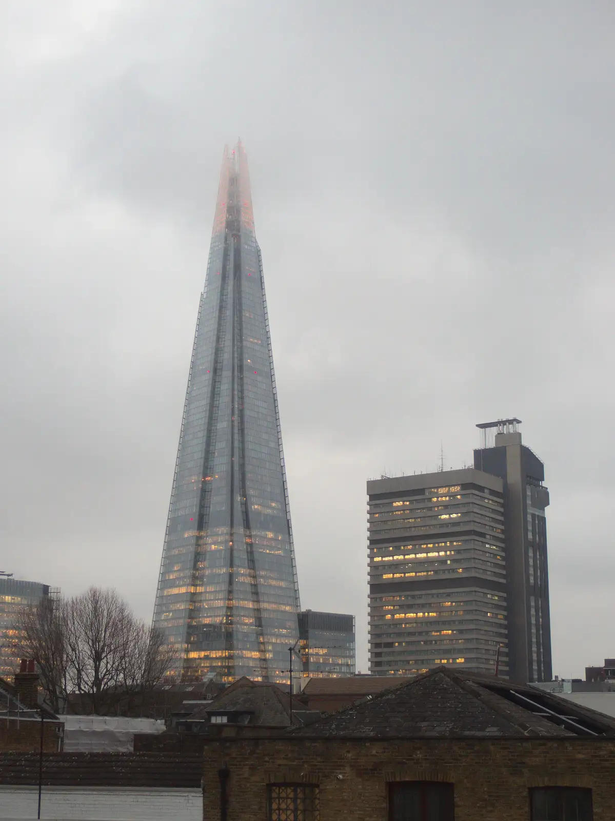 The top of the Shard is in the clouds, from Innovation Week and a Walk Around the South Bank, Southwark - 8th December 2016