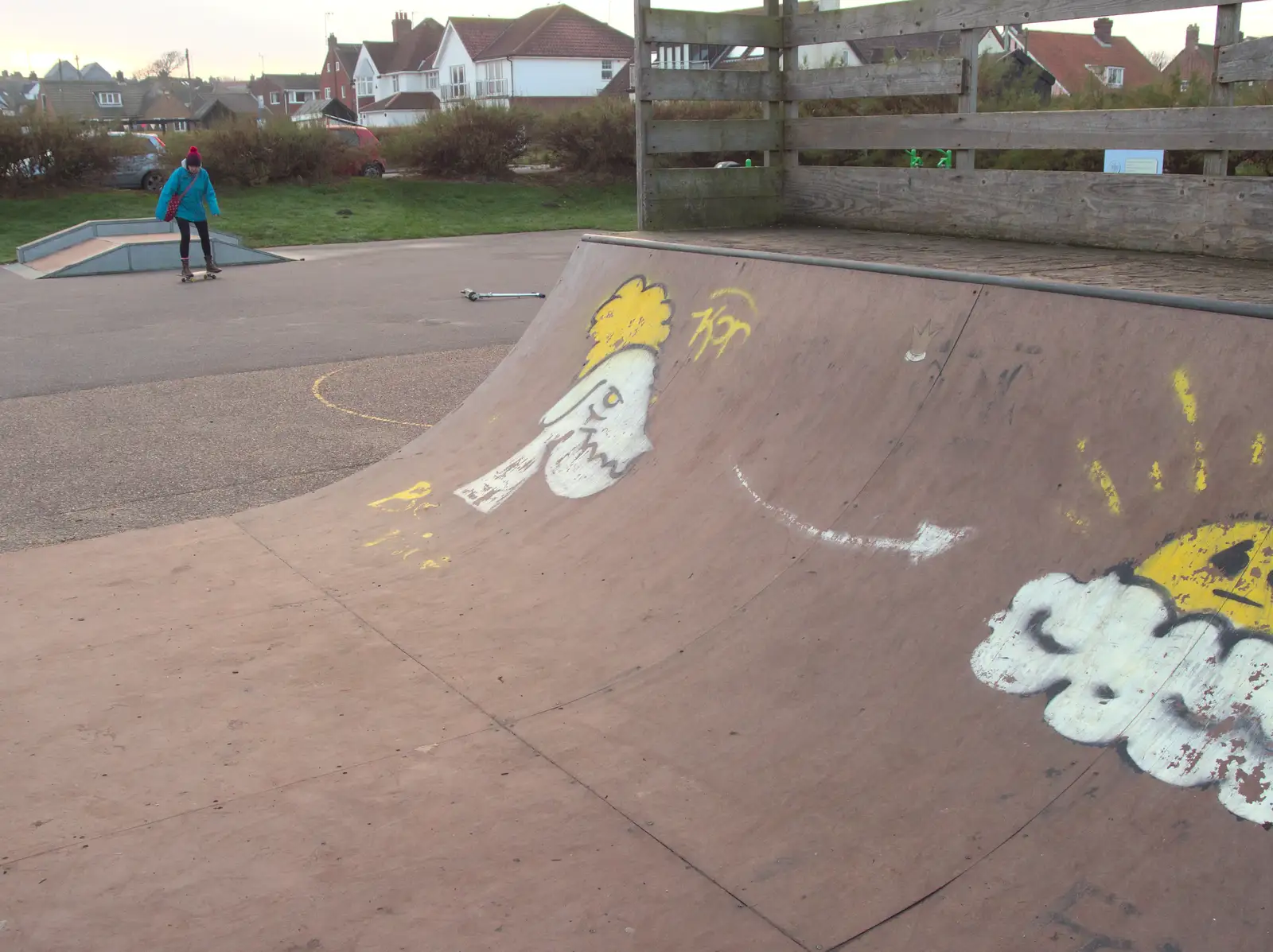 Isobel skateboards about, from Southwold Seaside Pier, Southwold, Suffolk - 18th December 2016