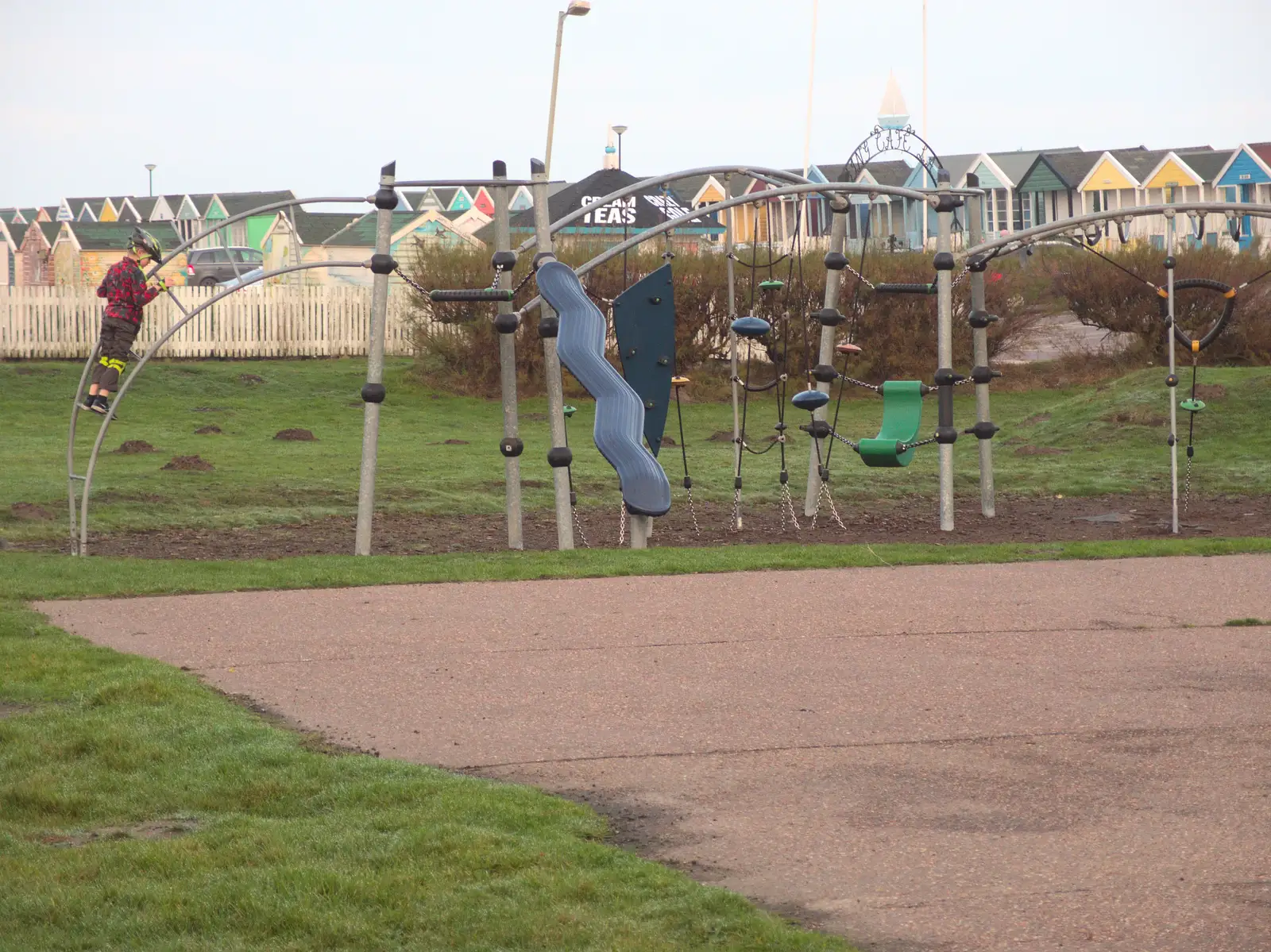 Fred on a climbing frame, from Southwold Seaside Pier, Southwold, Suffolk - 18th December 2016