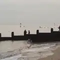 Isobel roams by the groynes, Southwold Seaside Pier, Southwold, Suffolk - 18th December 2016