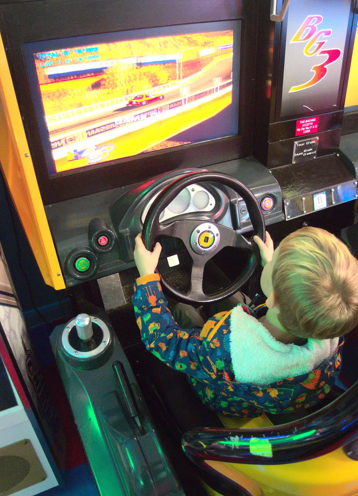 Harry pretends to drive, from Southwold Seaside Pier, Southwold, Suffolk - 18th December 2016