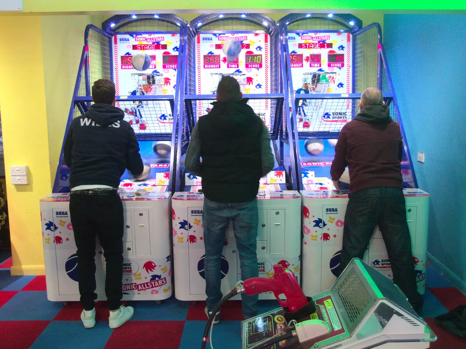 Some lads do the basketball thing, from Southwold Seaside Pier, Southwold, Suffolk - 18th December 2016