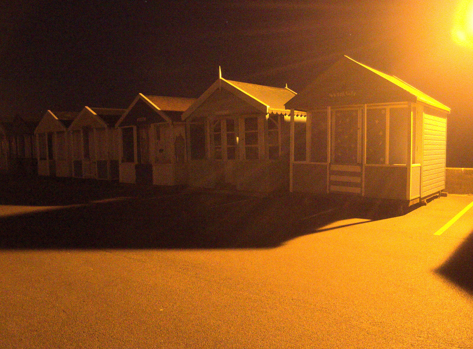 Sodium beach huts from Southwold Seaside Pier, Southwold, Suffolk - 18th December 2016