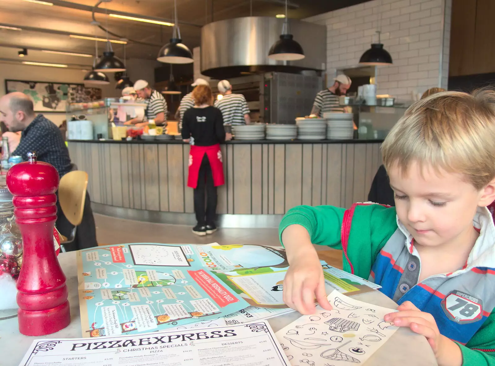 Harry in Pizza Express in the Forum, from Norwich Station and the Light Tunnel, Norwich, Norfolk  - 21st December 2016