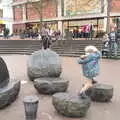 Harry runs around on the granite sculptures, Norwich Station and the Light Tunnel, Norwich, Norfolk  - 21st December 2016