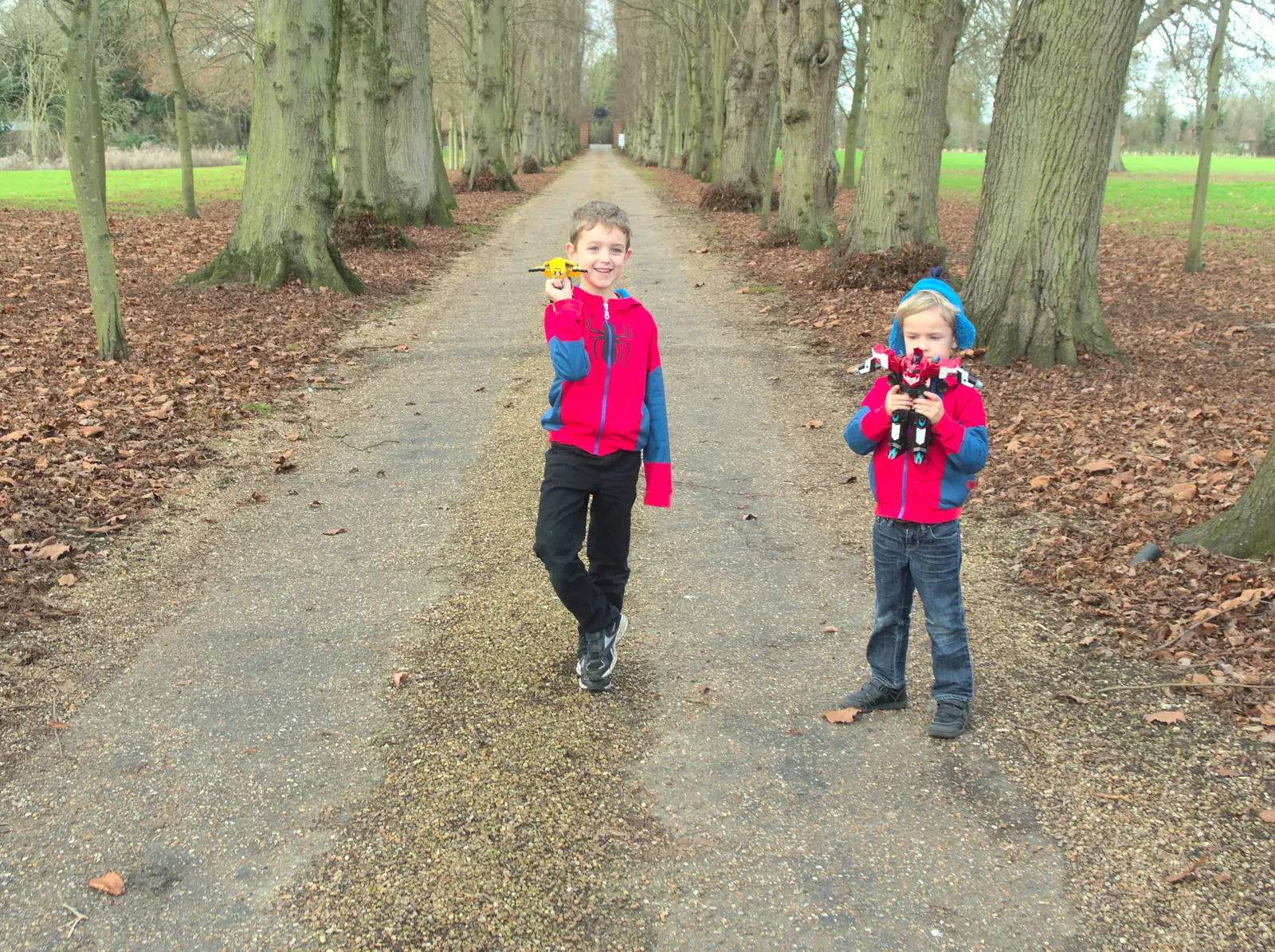 Fred and Harry with some Transformers, from Christmas and All That, Brome, Suffolk - 25th December 2016