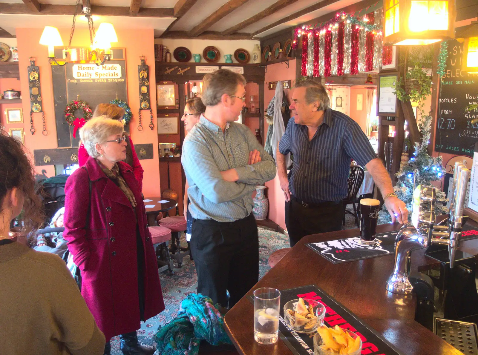 Marc and Alan at the bar, from Christmas and All That, Brome, Suffolk - 25th December 2016