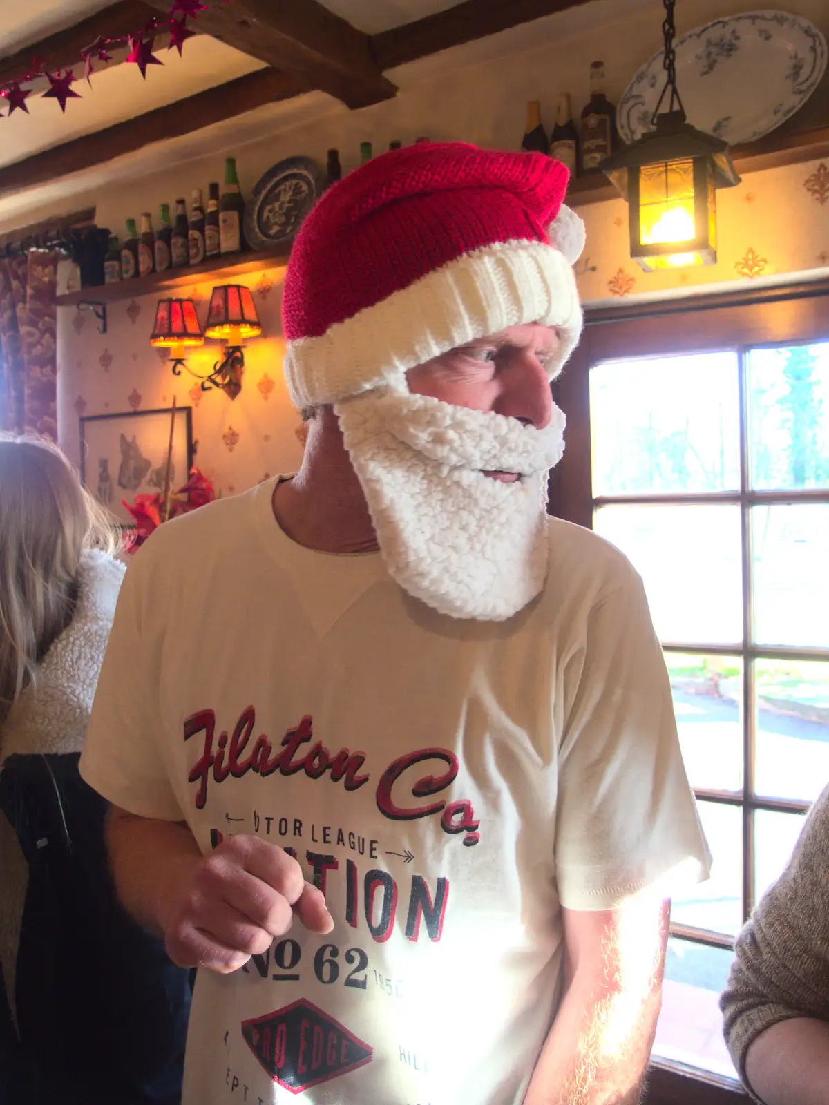 Wavy with a Santa beard, from Christmas and All That, Brome, Suffolk - 25th December 2016