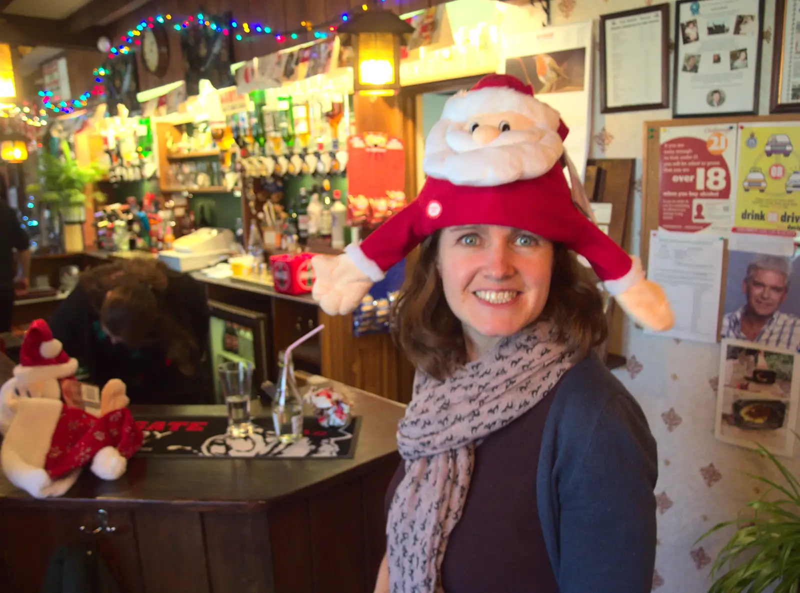 Isobel has a comedy hat on, from Christmas and All That, Brome, Suffolk - 25th December 2016