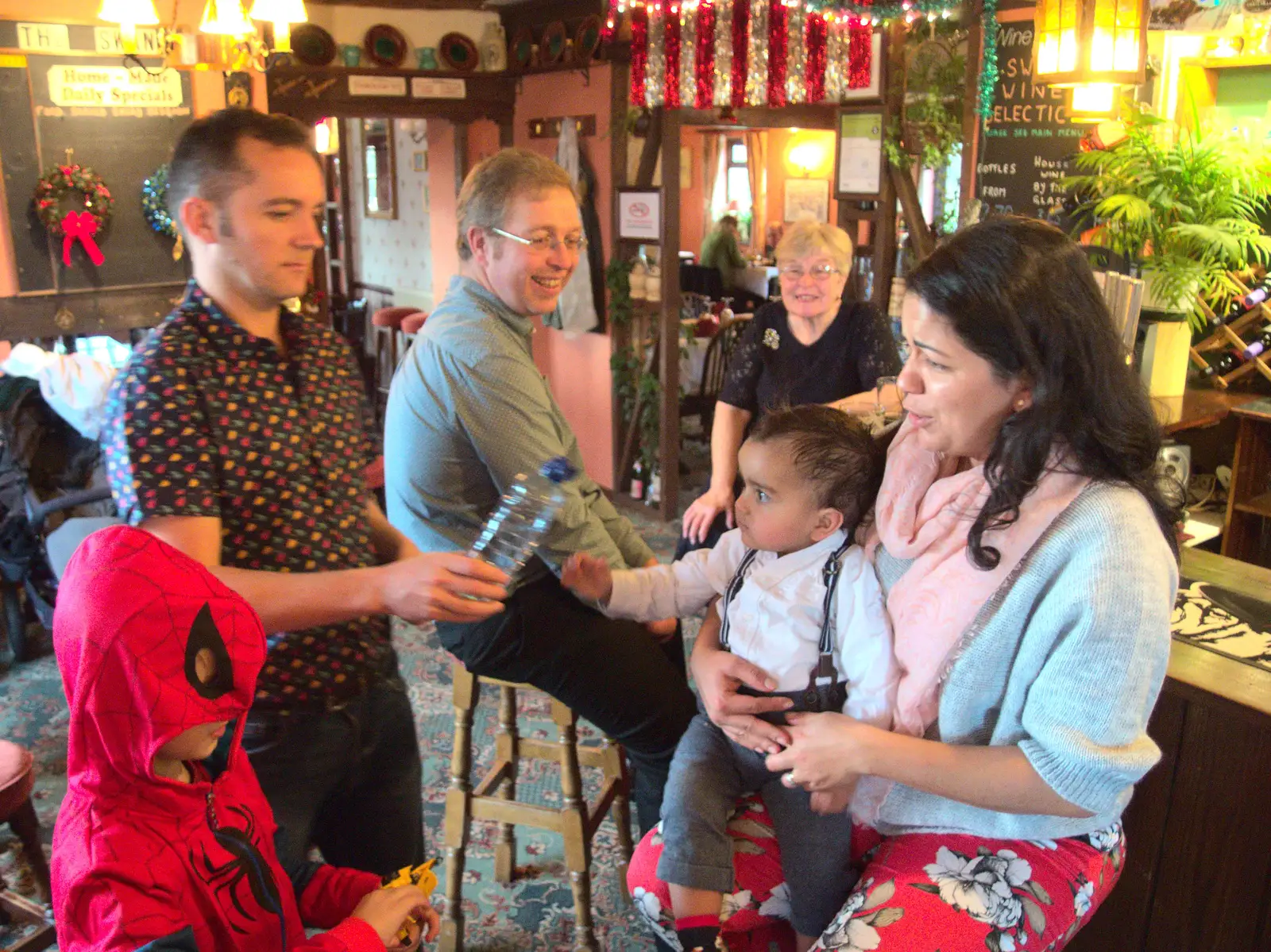 Nicolas reaches for a bottle of water, from Christmas and All That, Brome, Suffolk - 25th December 2016