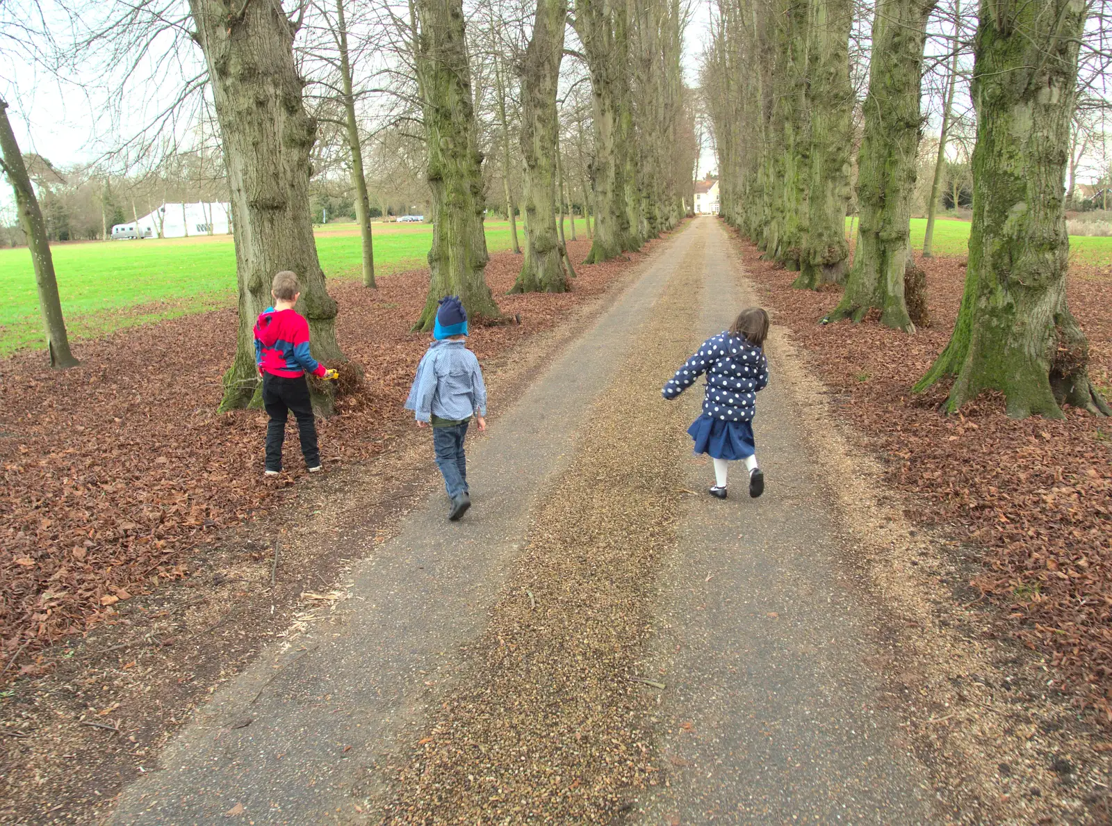 The kids on Oaksmere's drive, from Christmas and All That, Brome, Suffolk - 25th December 2016