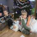 Fred and Harry open stuff, Christmas and All That, Brome, Suffolk - 25th December 2016