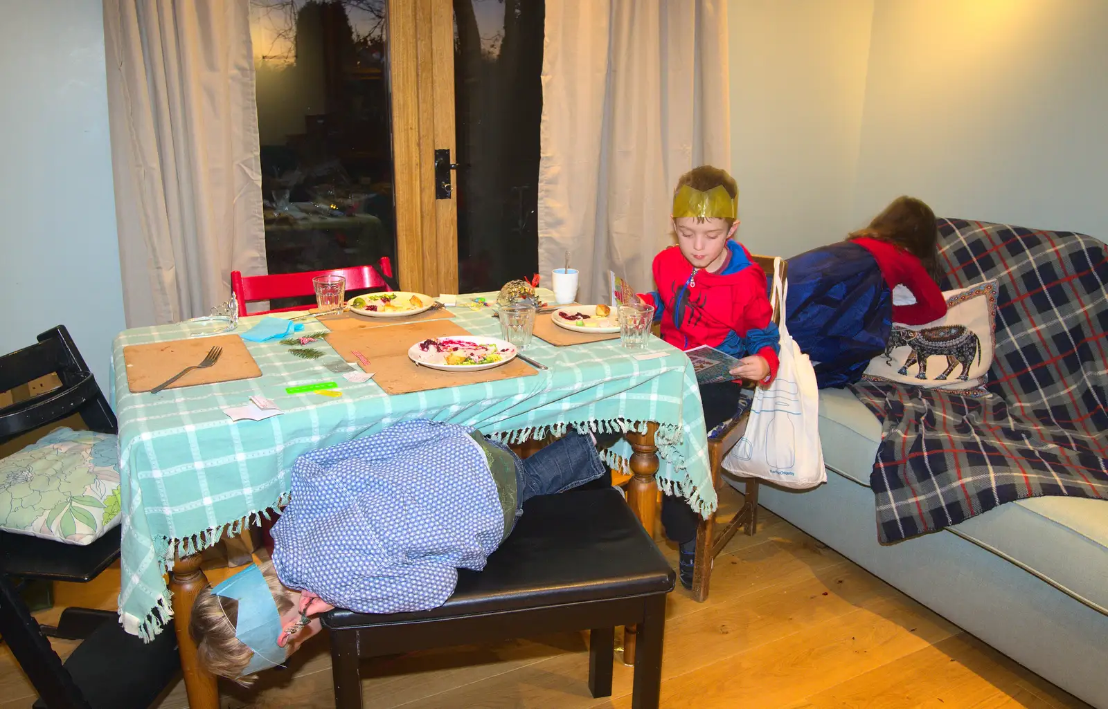 Harry and Fred sort-of at the chilren's table, from Christmas and All That, Brome, Suffolk - 25th December 2016