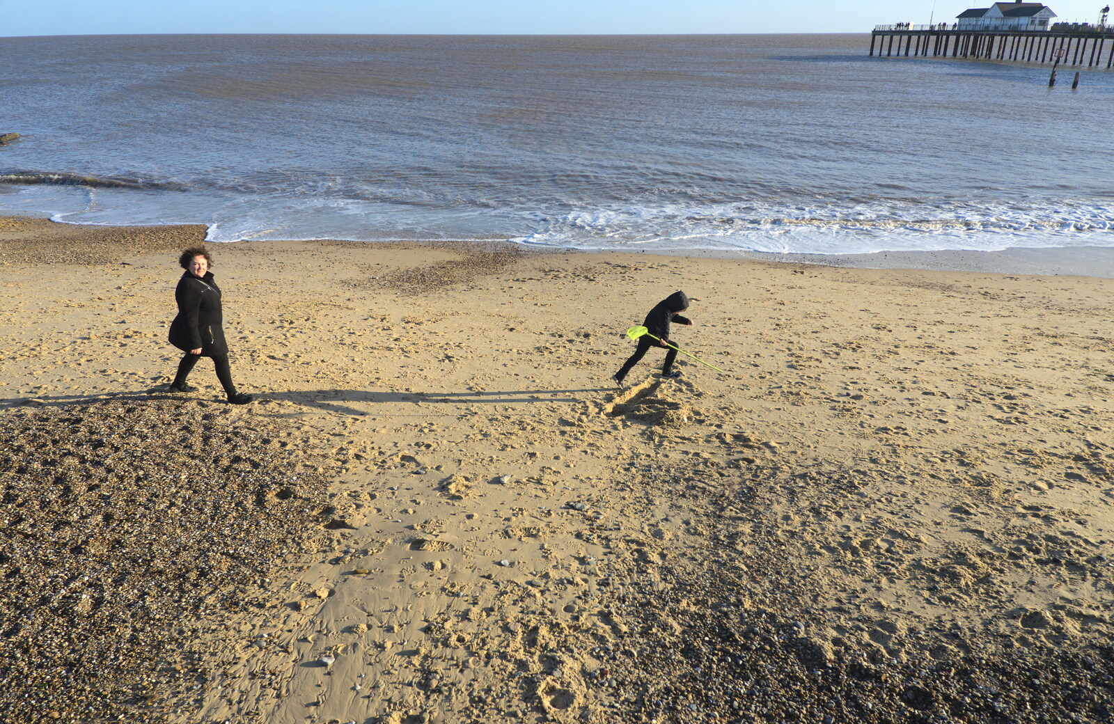 Lousie and Fred on the beach from Boxing Day in Southwold, Suffolk - 26th December 2016