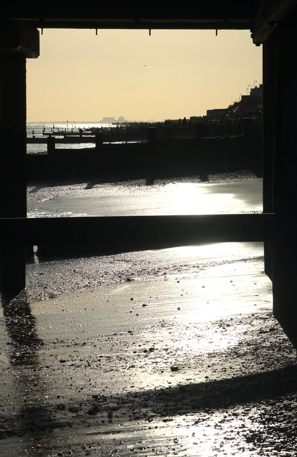 Sizewell B through the legs of the pier, from Boxing Day in Southwold, Suffolk - 26th December 2016