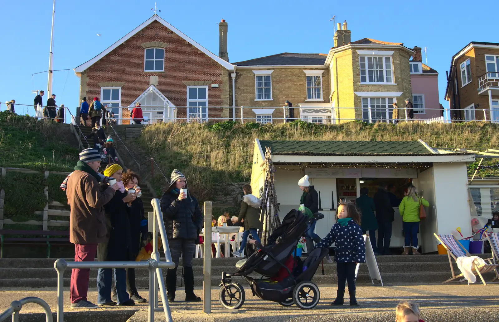 Getting hot chocolate from Suzie's café, from Boxing Day in Southwold, Suffolk - 26th December 2016