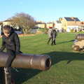Fred on a cannon on Gun Hill, Boxing Day in Southwold, Suffolk - 26th December 2016