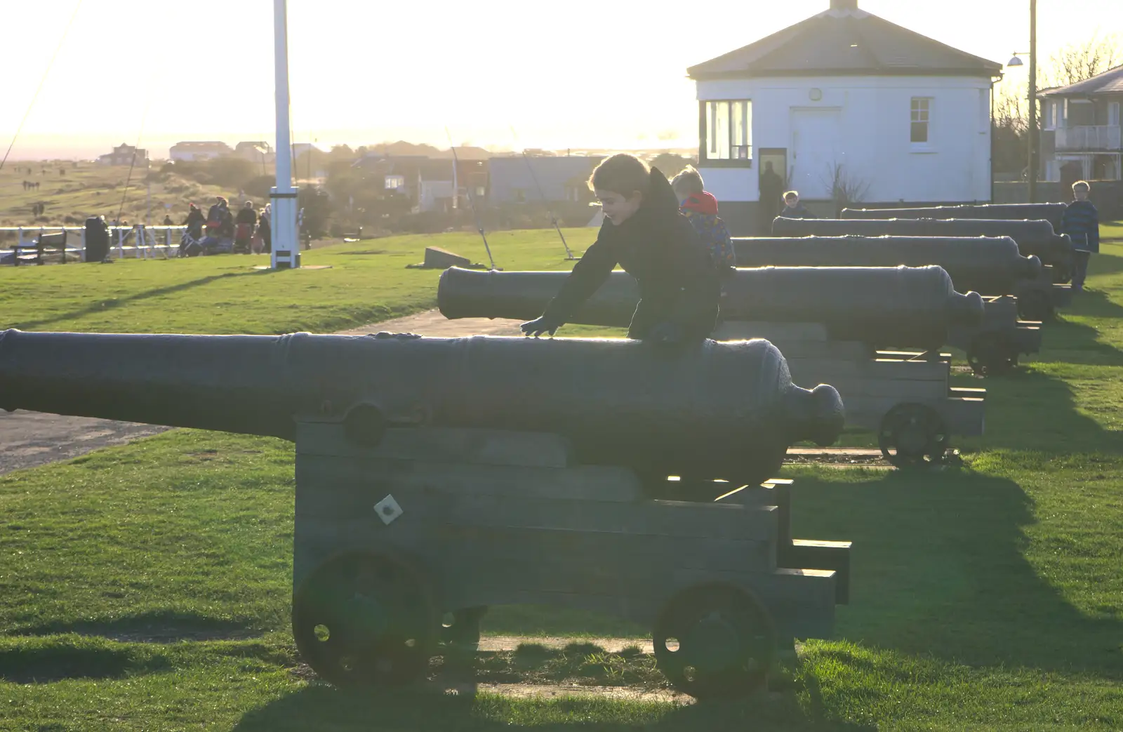 Fred on the cannons, from Boxing Day in Southwold, Suffolk - 26th December 2016