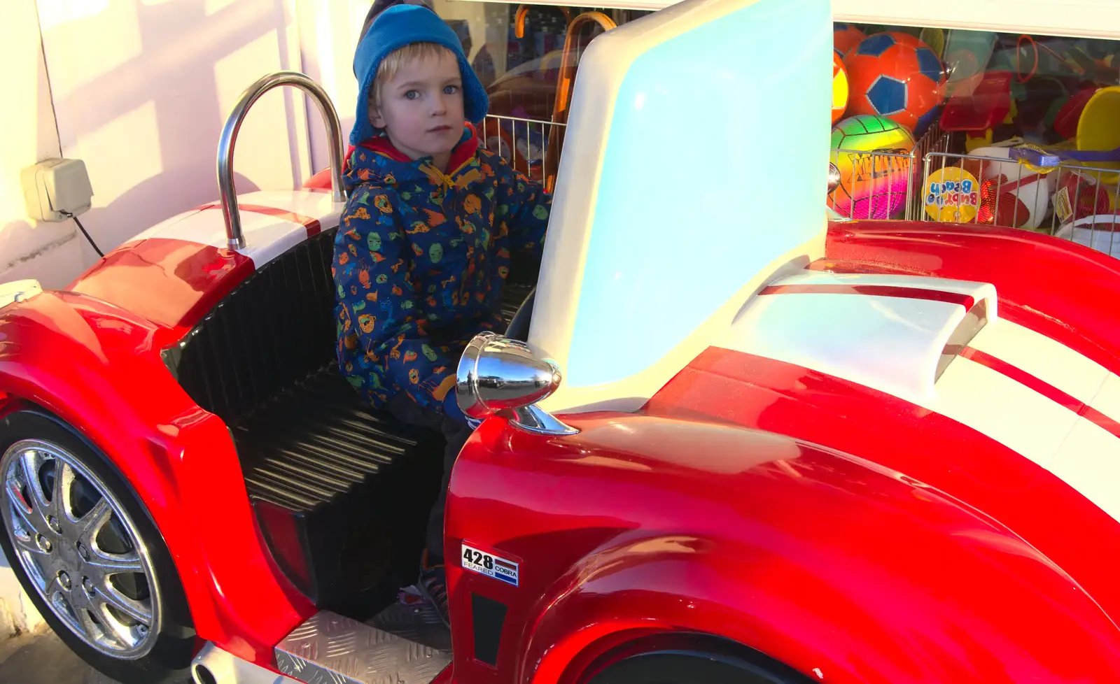 Harry in a toy car, from Boxing Day in Southwold, Suffolk - 26th December 2016