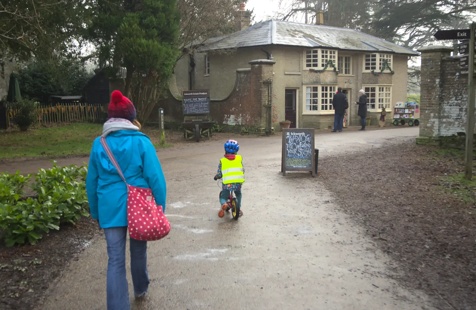 Harry trundles off past the porter's lodge, from A Trip to Ickworth House, Horringer, Suffolk - 30th December 2016