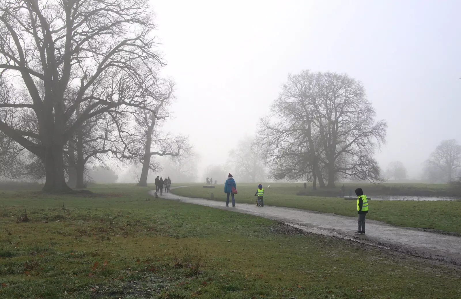 Isobel, Harry and Fred head to the church, from A Trip to Ickworth House, Horringer, Suffolk - 30th December 2016