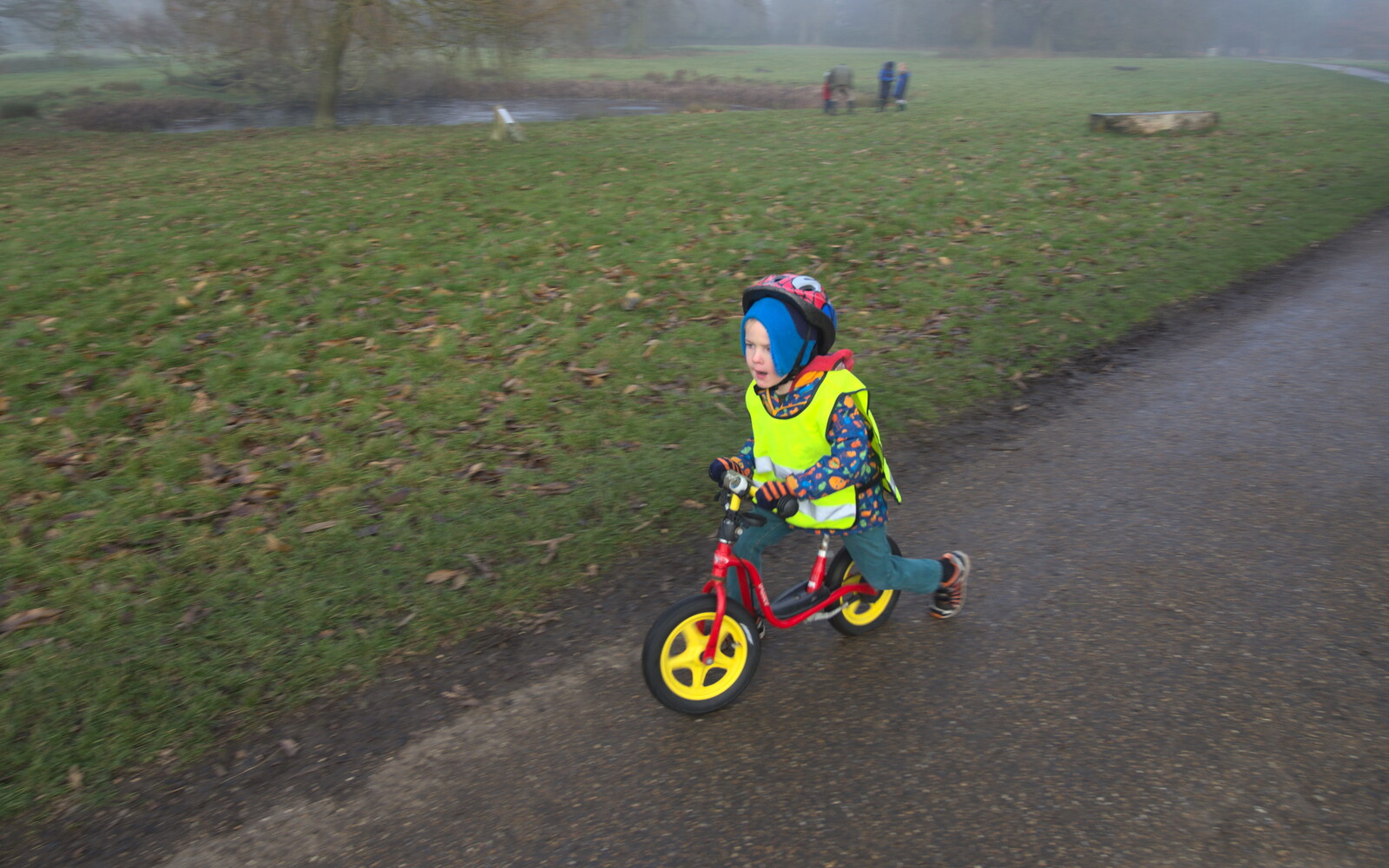 Harry scoots off on his bike from A Trip to Ickworth House, Horringer, Suffolk - 30th December 2016