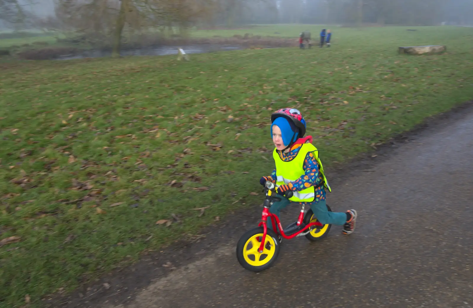 Harry scoots off on his bike, from A Trip to Ickworth House, Horringer, Suffolk - 30th December 2016