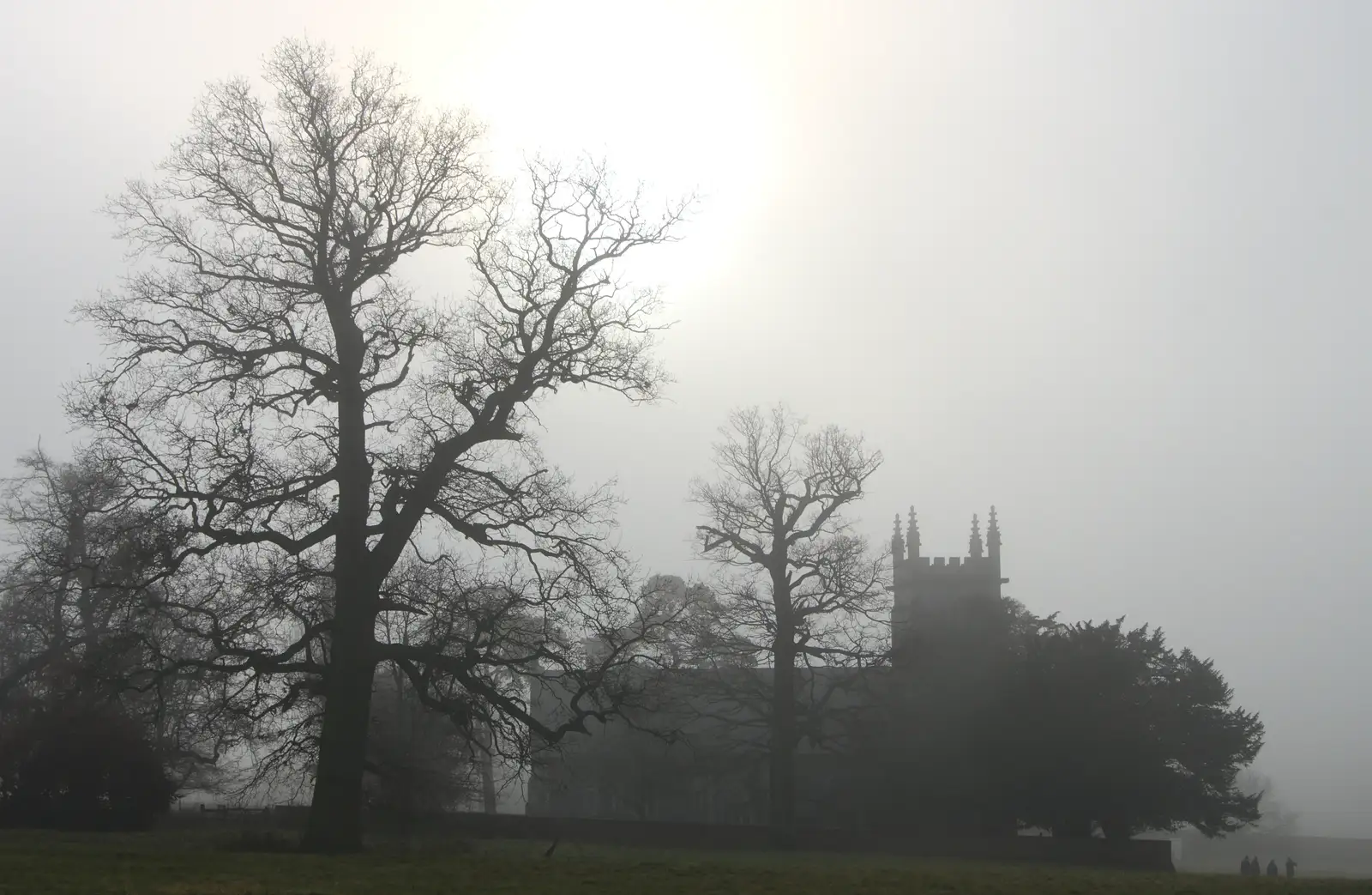 The feeble sun and a hazy church, from A Trip to Ickworth House, Horringer, Suffolk - 30th December 2016